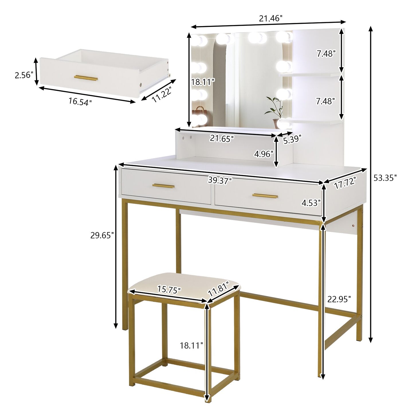 Glam Up Vanity and Stool