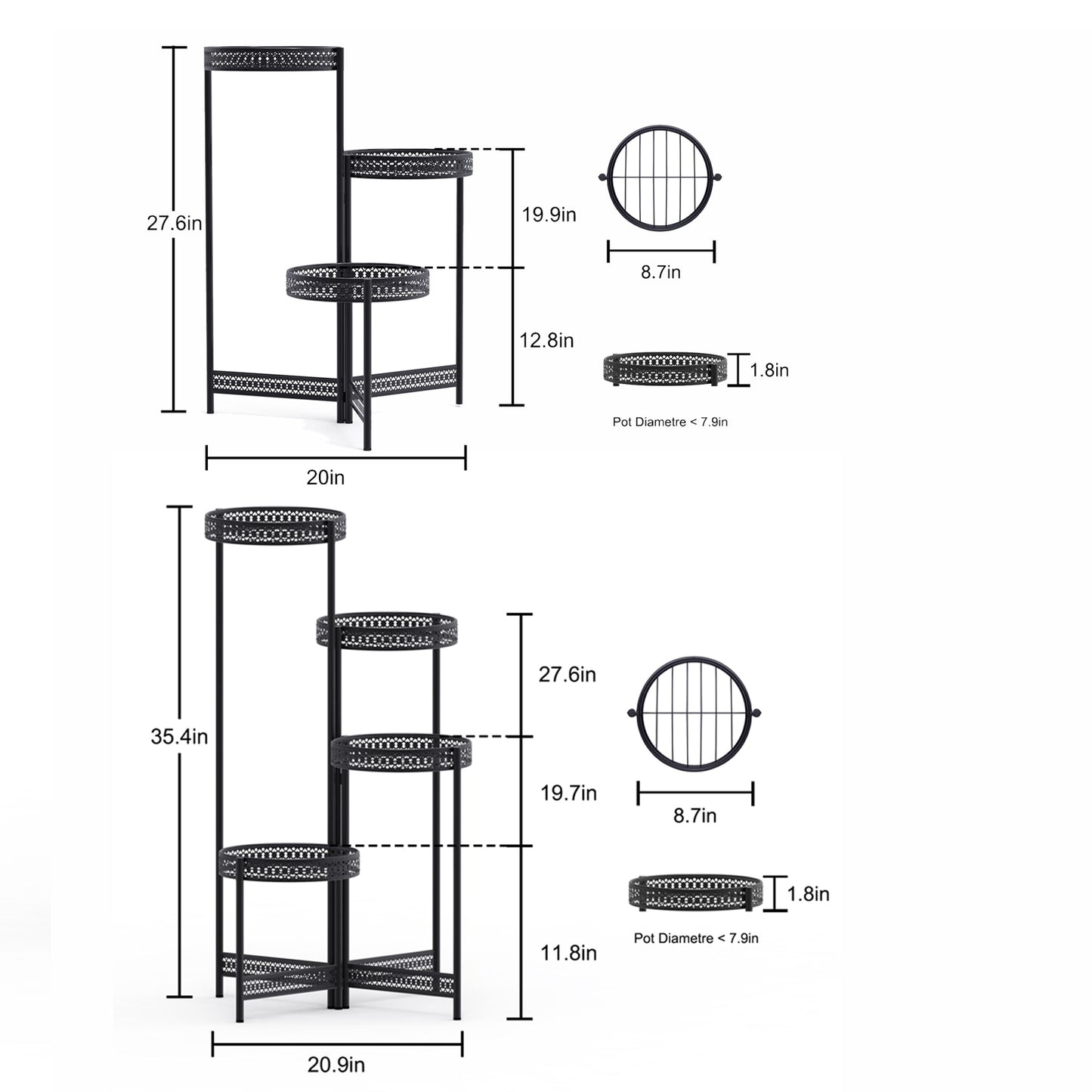 Jade Foldable Metal Plant Stand